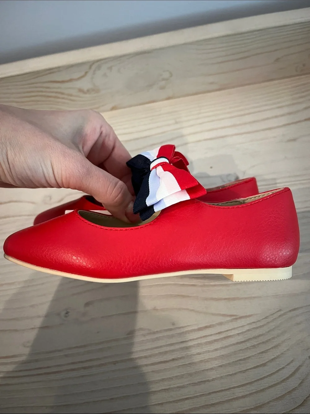 Janie and Jack Red Girls' Ribbon Bow Ballet Flats